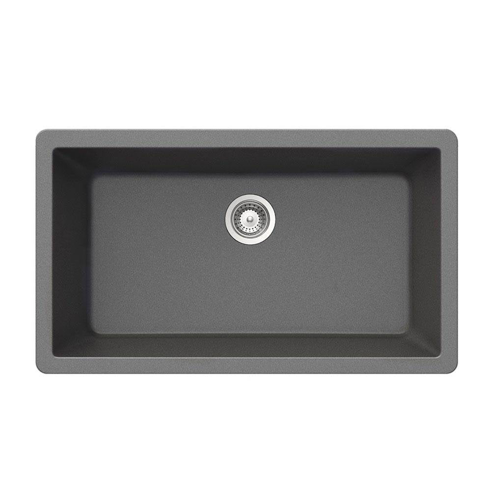 Hamat - SiOStone 33'' Granite Undermount Large Single Bowl Kitchen Sink, Slate - Slate
