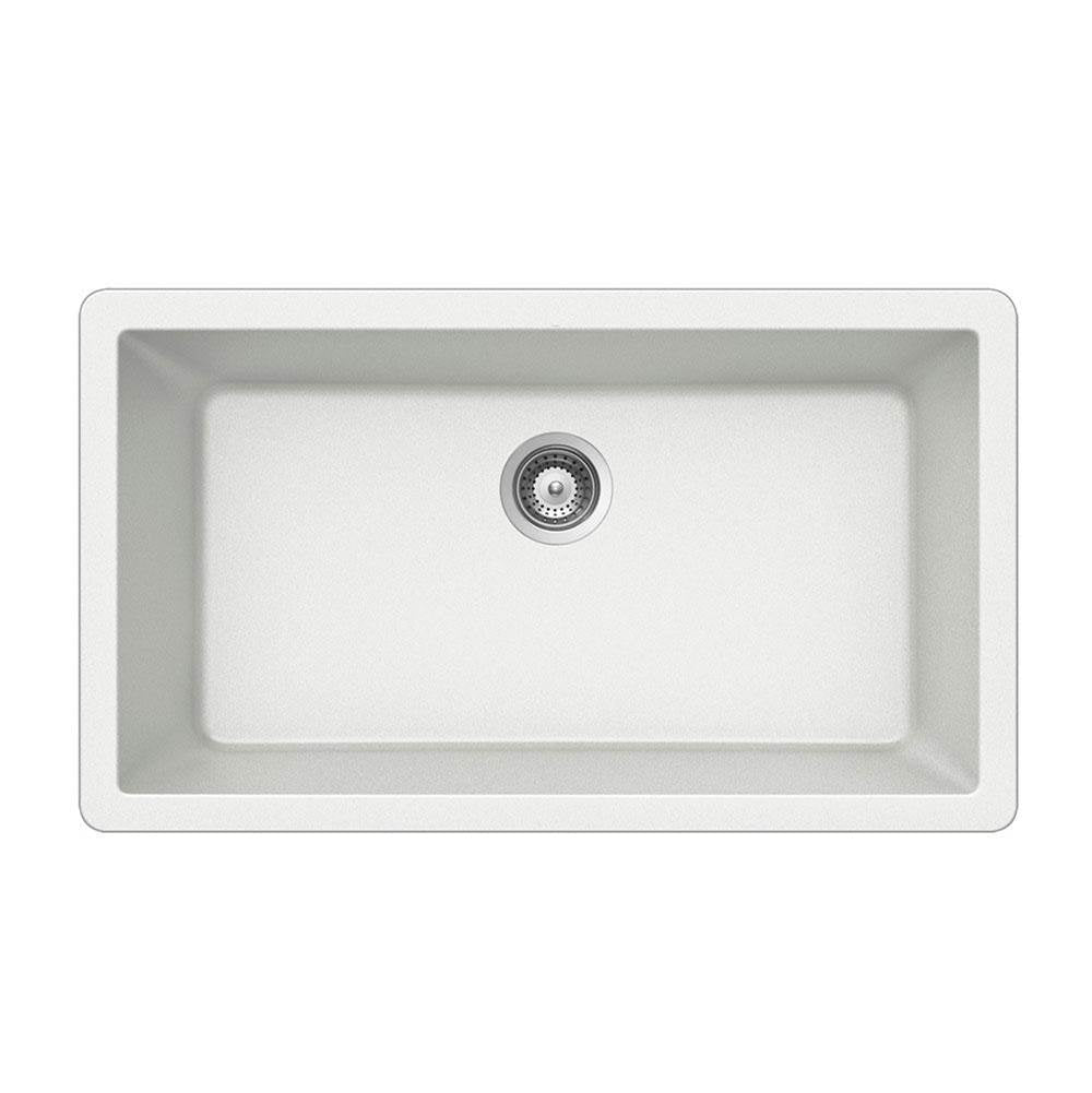 Hamat - SiOStone 33'' Granite Undermount Large Single Bowl Kitchen Sink, Taupe - White