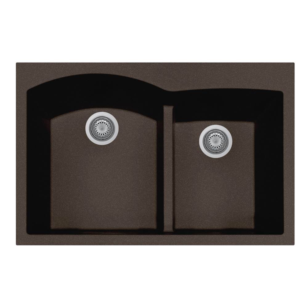 Hamat - SiOStone 33'' Topmount Double Bowl Granite Kitchen Sink, Mocha - Mocha