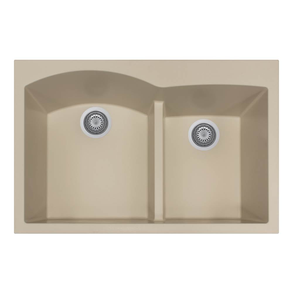 Hamat - SiOStone 33'' Topmount Double Bowl Granite Kitchen Sink, Sand - Sand