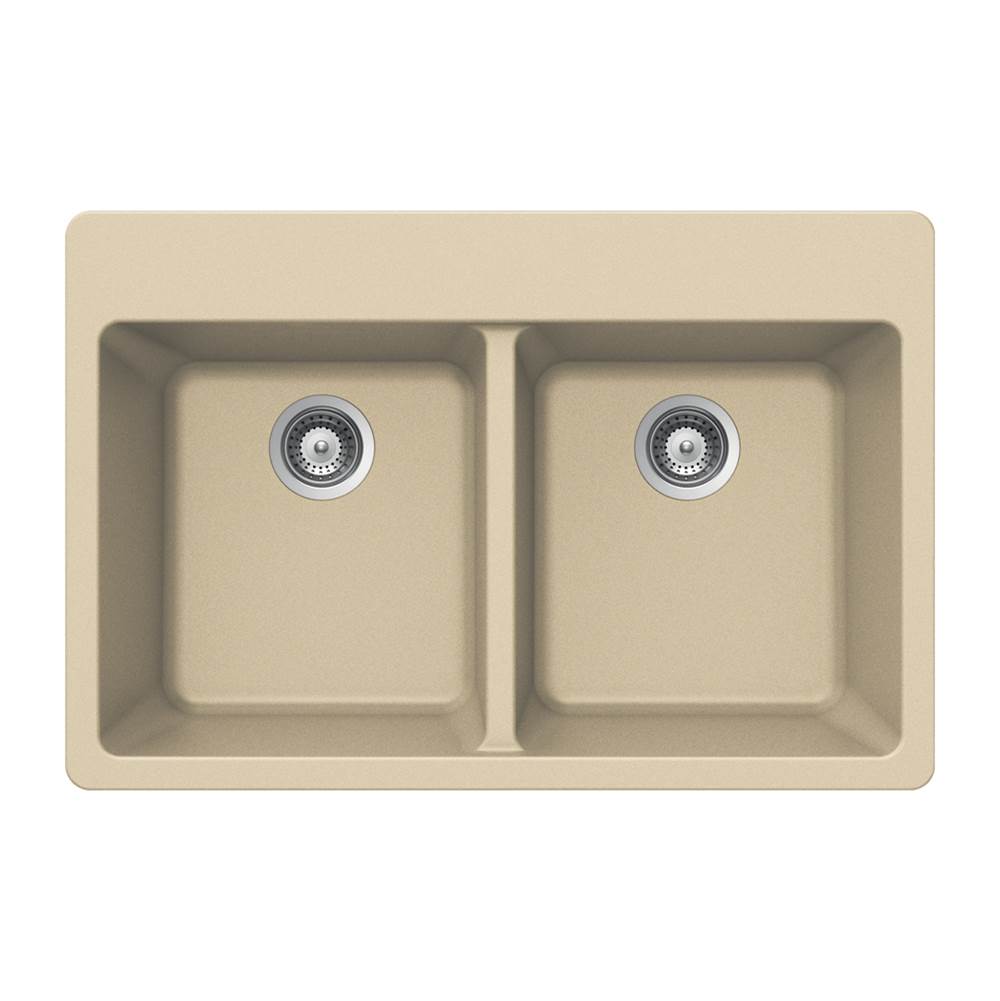 Hamat - SiOStone 33'' Granite Topmount 50/50 Double Bowl Kitchen Sink, Sand - Sand