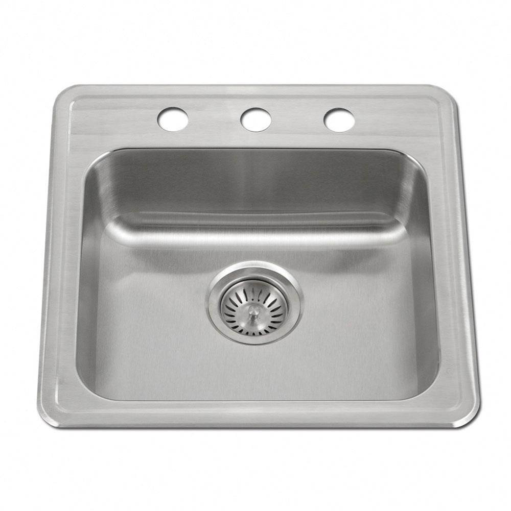 Hamat - Revive 19'' ADA Topmount Stainless Steel 3-hole Sink, 6-1/2'' Depth, Bulk Pack - Stainless Steel