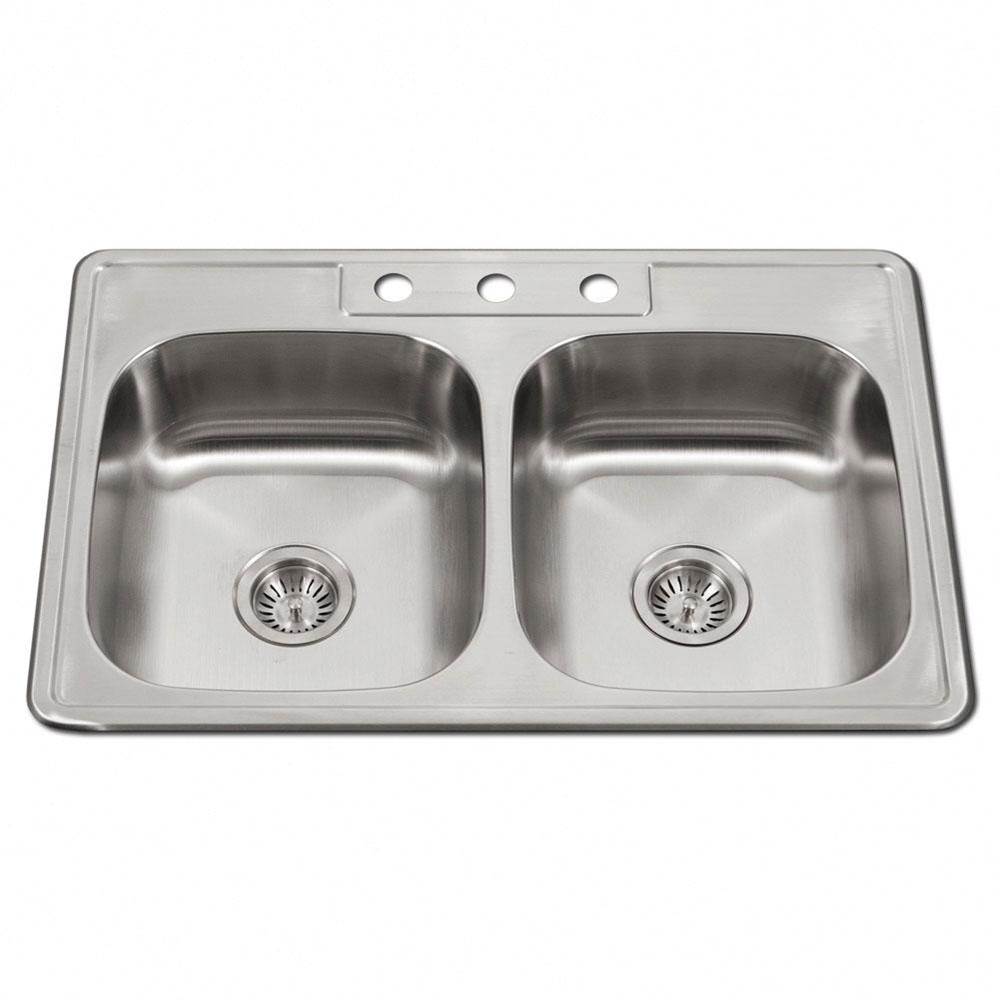 Hamat - Revive 33'' ADA Topmount Stainless Steel 3-hole Sink, 5-1/2'' Depth, Bulk Pack - Stainless Steel
