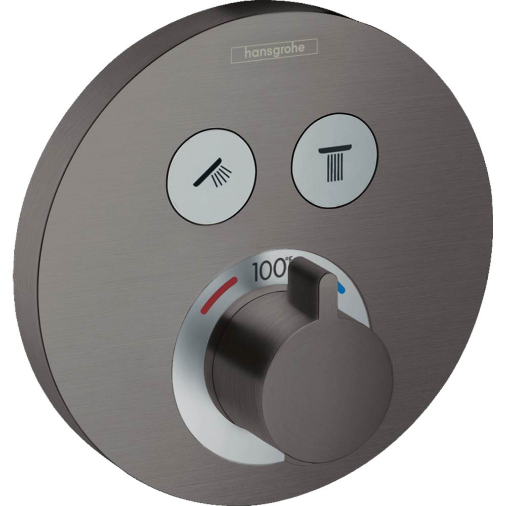 Hansgrohe - ShowerSelect S Thermostatic Trim for 2 Functions, Round in Brushed Black Chrome - Brushed Black Chrome
