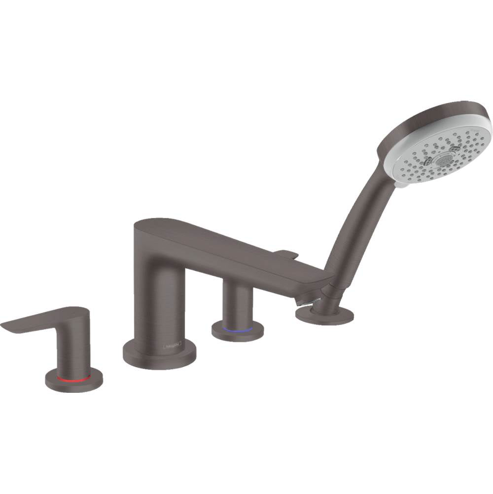 Hansgrohe - Talis E 4-Hole Roman Tub Set Trim with 1.8 GPM Handshower in Brushed Black Chrome - Brushed Black Chrome