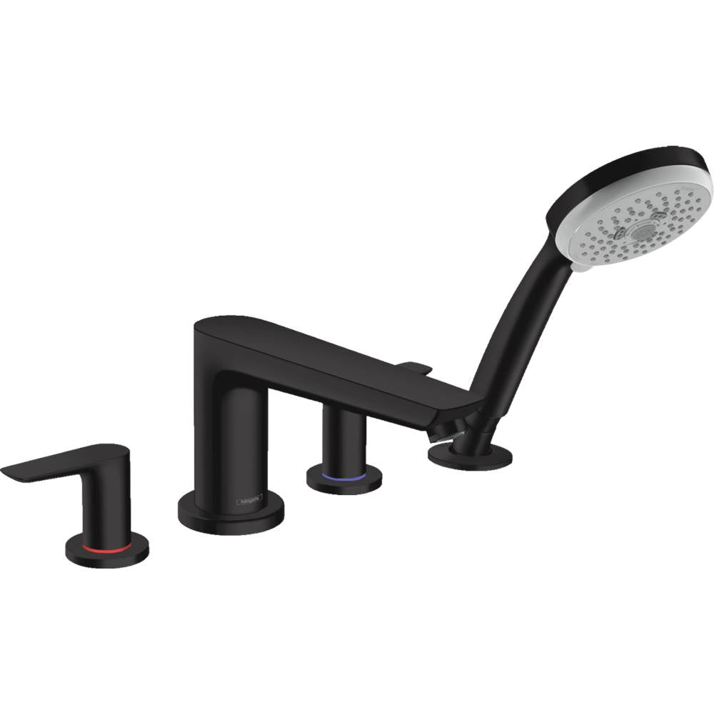 Hansgrohe - Talis E 4-Hole Roman Tub Set Trim with 1.8 GPM Handshower in Matte Black - Matte Black