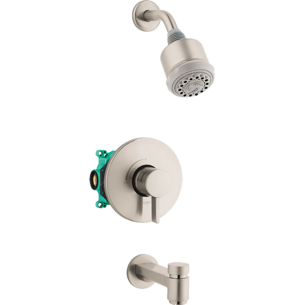 Hansgrohe - Clubmaster Pressure Balance Tub/Shower Set with Rough, 2.5 GPM in Brushed Nickel - Brushed Nickel