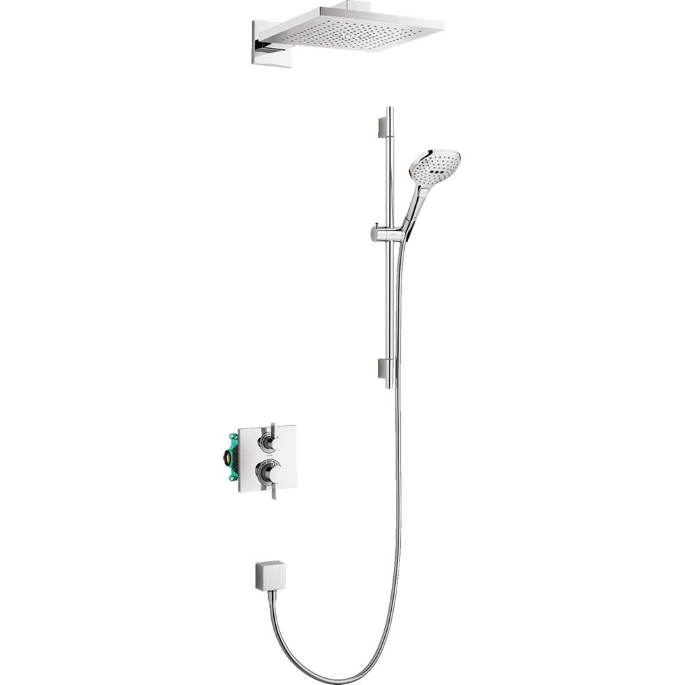 Hansgrohe - Raindance E Thermostatic Showerhead/Wallbar Set with Rough, 2.0 GPM in Chrome - Chrome