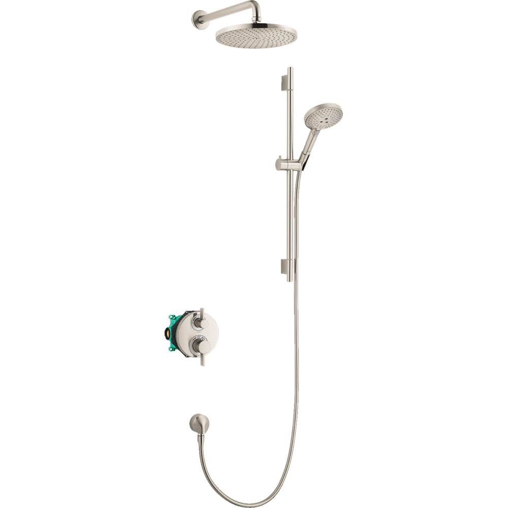Hansgrohe - Raindance S Thermostatic Showerhead/Wallbar Set with Rough, 2.5 GPM in Brushed Nickel - Brushed Nickel
