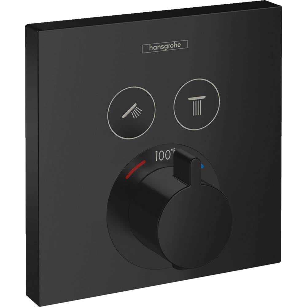 Hansgrohe - ShowerSelect Thermostatic Trim for 2 Functions, Square in Matte Black - Matte Black