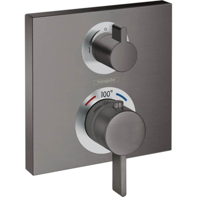 Hansgrohe - Ecostat Square Thermostatic Trim with Volume Control in Brushed Black Chrome - Brushed Black Chrome