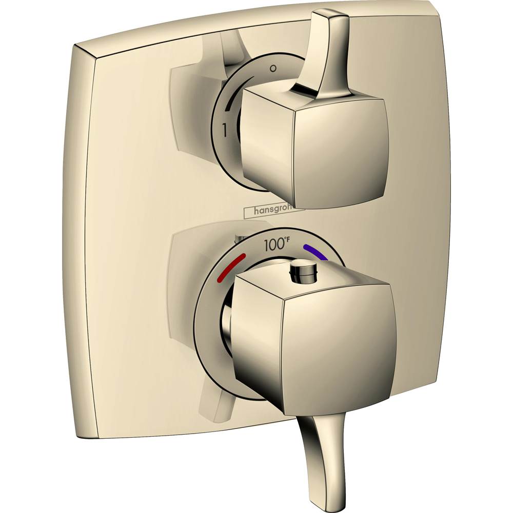 Hansgrohe - Ecostat Classic Thermostatic Trim with Volume Control and Diverter, Square in Polished Nickel - Polished Nickel