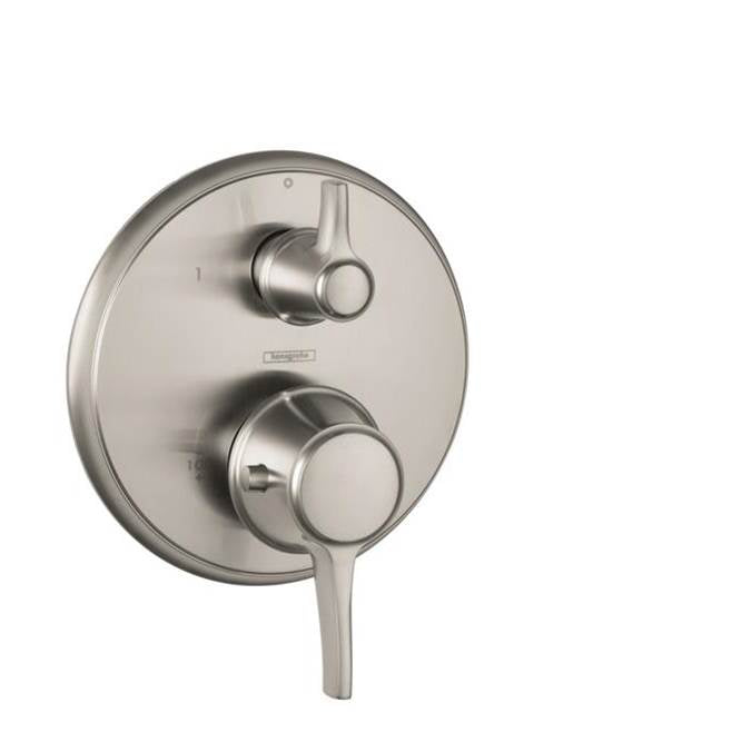 Hansgrohe - Ecostat Classic Thermostatic Trim with Volume Control, Round in Brushed Nickel - Brushed Nickel