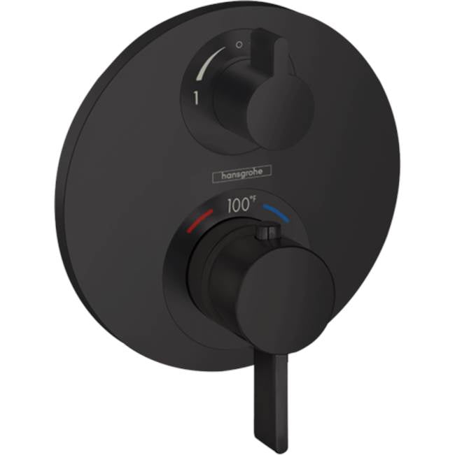 Hansgrohe - Ecostat S Thermostatic Trim with Volume Control and Diverter in Matte Black - Matte Black