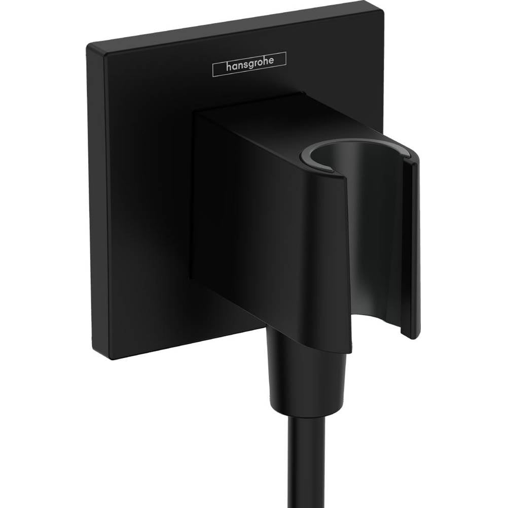 Hansgrohe - FixFit E Wall Outlet with Handshower Holder in Matte Black - Matte Black