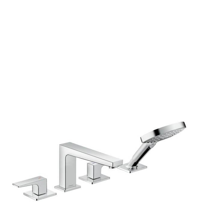 Hansgrohe - Metropol 4-Hole Roman Tub Set Trim with Lever Handles and 1.75 GPM Handshower in Chrome - Chrome