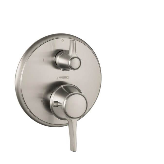 Hansgrohe - Ecostat Classic Thermostatic Trim with Volume Control and Diverter, Round in Brushed Nickel - Brushed Nickel