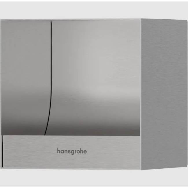 Hansgrohe - XtraStoris Original Recessed Toilet Paper Holder 6''x 6''x 5.5'' in Brushed Stainless Steel - Brushed Stainless Steel