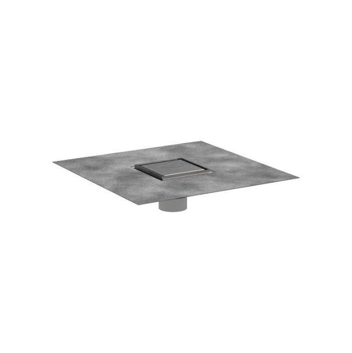 Hansgrohe - RainDrain Brilliance Point Drain Set 4''x 4'' Trim Tileable Rear Cover and Rough in Brushed Stainless Steel - Brushed Stainless Steel