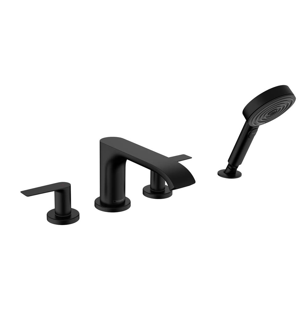 Hansgrohe - Vivenis 4-Hole Roman Tub Set Trim with 1.75 GPM Handshower in Matte Black - Matte Black