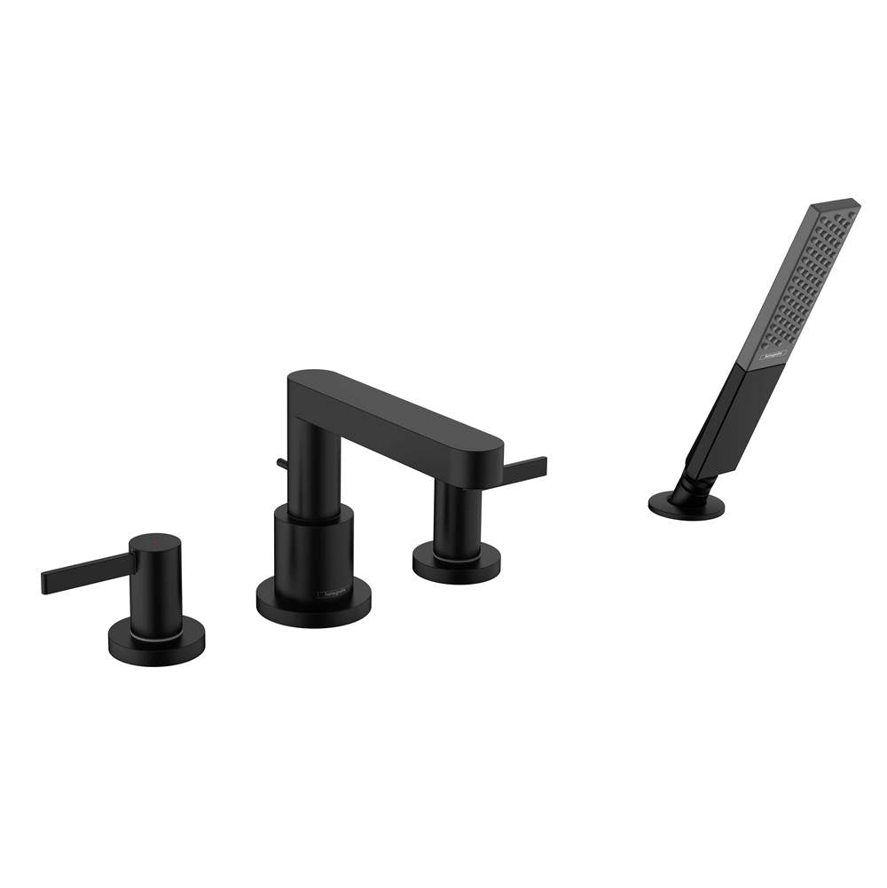 Hansgrohe - Finoris 4-Hole Roman Tub Set Trim with 1.75 GPM Handshower in Matte Black - Matte Black