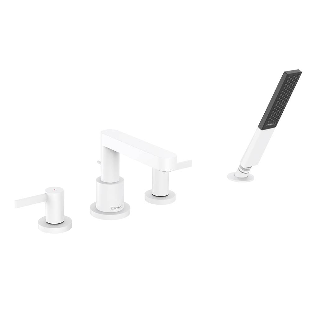 Hansgrohe - Finoris 4-Hole Roman Tub Set Trim with 1.75 GPM Handshower in Matte White - Matte White