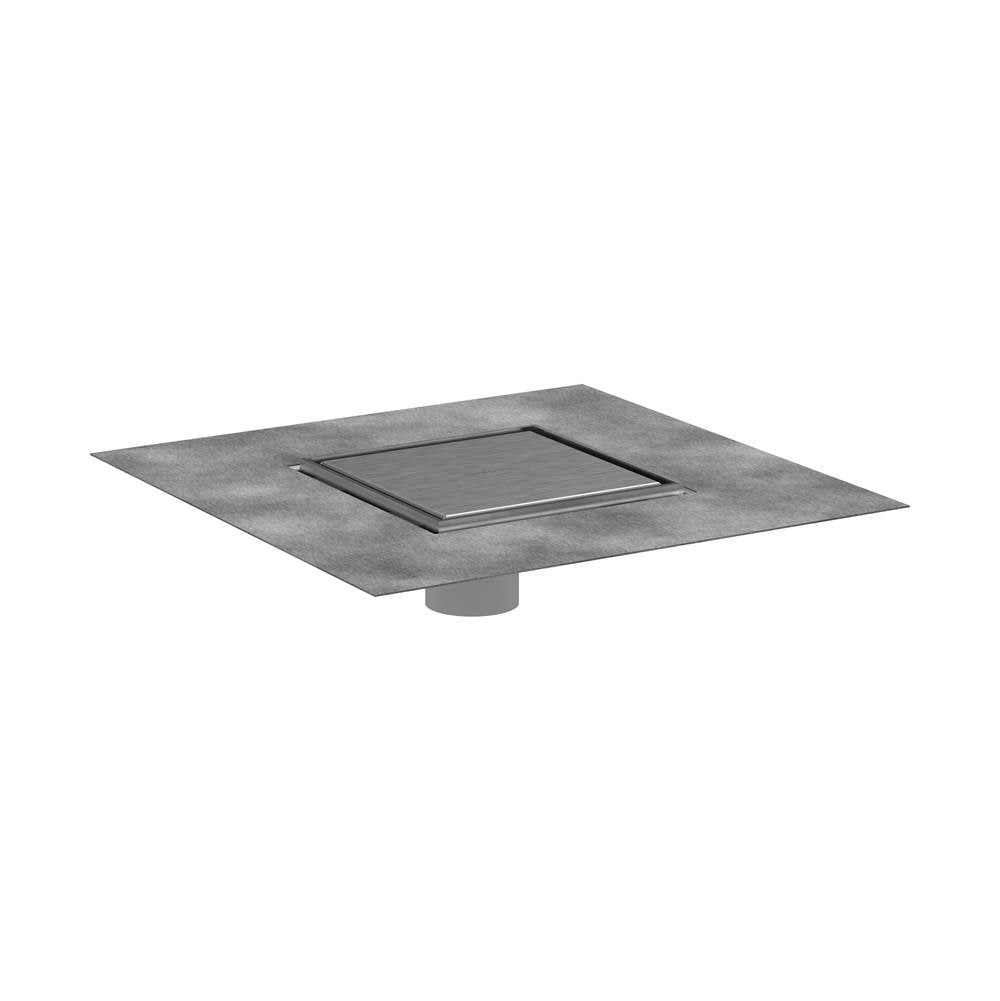 Hansgrohe - RainDrain Brilliance Point Drain Set 6''x 6'' Trim Tileable Rear Cover and Rough in Brushed Stainless Steel - Brushed Stainless Steel