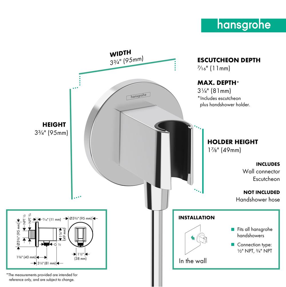 FixFit S Wall Outlet with Handshower Holder in Chrome