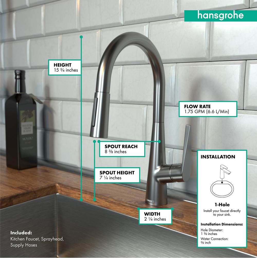 Talis S HighArc Kitchen Faucet, 2-Spray Pull-Down, 1.75 GPM in Chrome