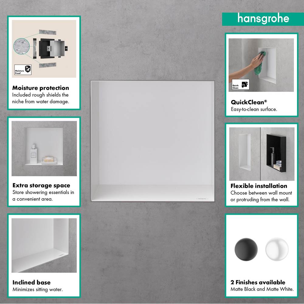 XtraStoris Minimalistic Wall Niche Frameless 12''x 12''x 5.5'' in Matte Black