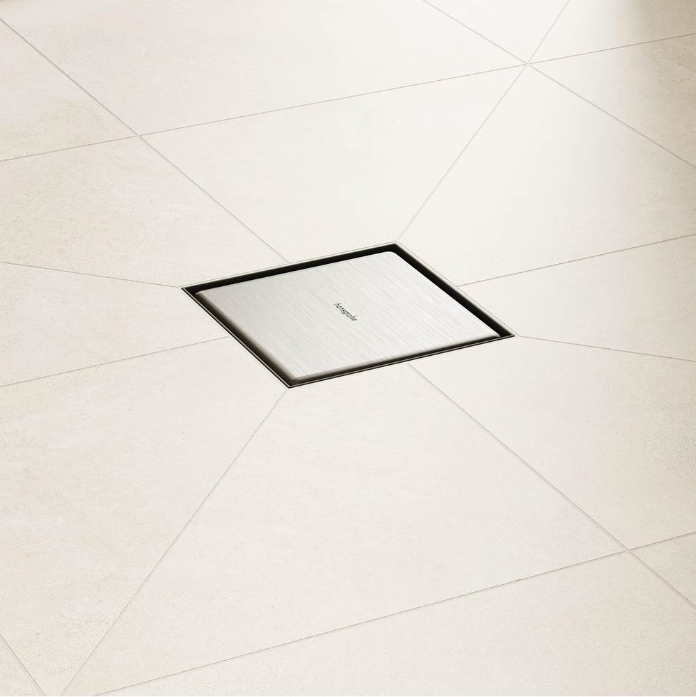 RainDrain Brilliance Point Drain Set 6''x 6'' Trim Tileable Rear Cover and Rough in Matte Black