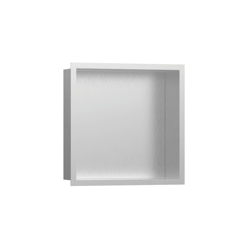 Hansgrohe - XtraStoris Individual Wall Niche Brushed Stainless Steel with Design Frame 12''x 12''x 4'' in Brushed Stainless Steel - Brushed Stainless Steel
