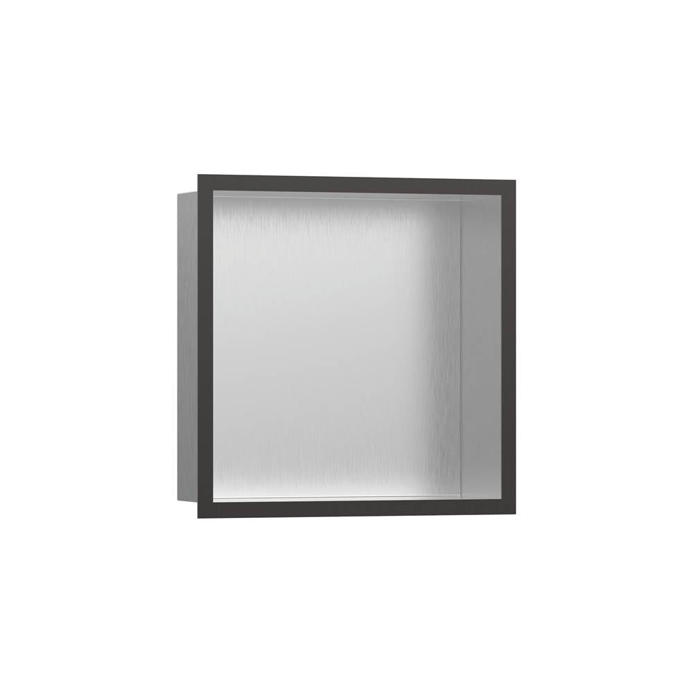 Hansgrohe - XtraStoris Individual Wall Niche Brushed Stainless Steel with Design Frame 12''x 12''x 4'' in Brushed Black Chrome - Brushed Black Chrome