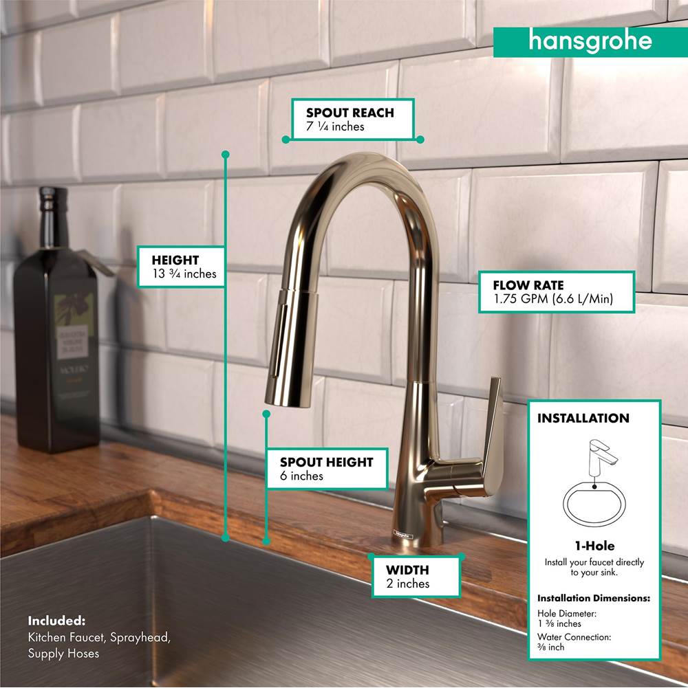 Talis S Prep Kitchen Faucet, 2-Spray Pull-Down, 1.75 GPM in Chrome