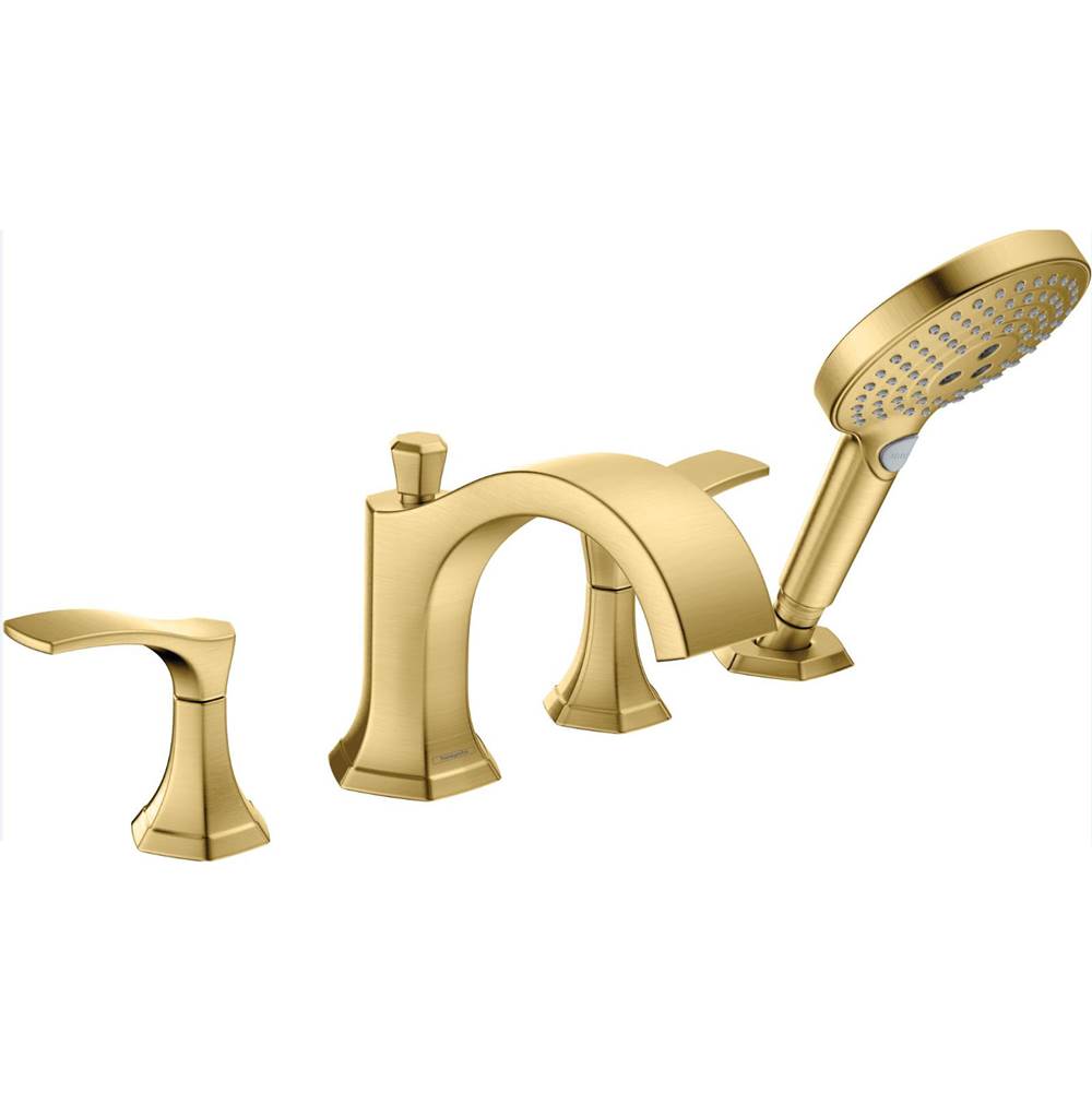 Hansgrohe - Locarno 4-Hole Roman Tub Set Trim with 1.75 GPM Handshower in Brushed Gold Optic - Brushed Gold Optic