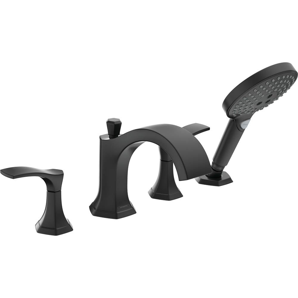 Hansgrohe - Locarno 4-Hole Roman Tub Set Trim with 1.75 GPM Handshower in Matte Black - Matte Black