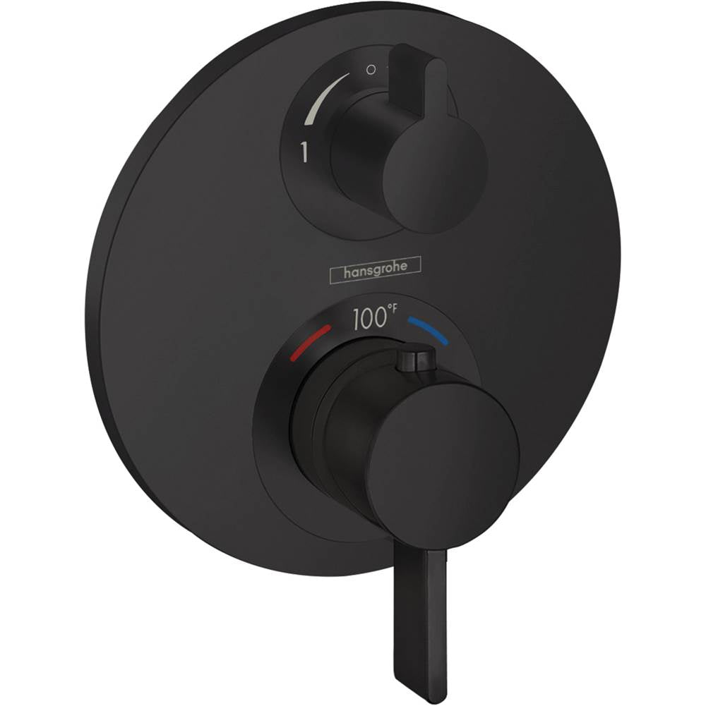 Hansgrohe - Ecostat S Thermostatic Trim with Volume Control in Matte Black - Matte Black