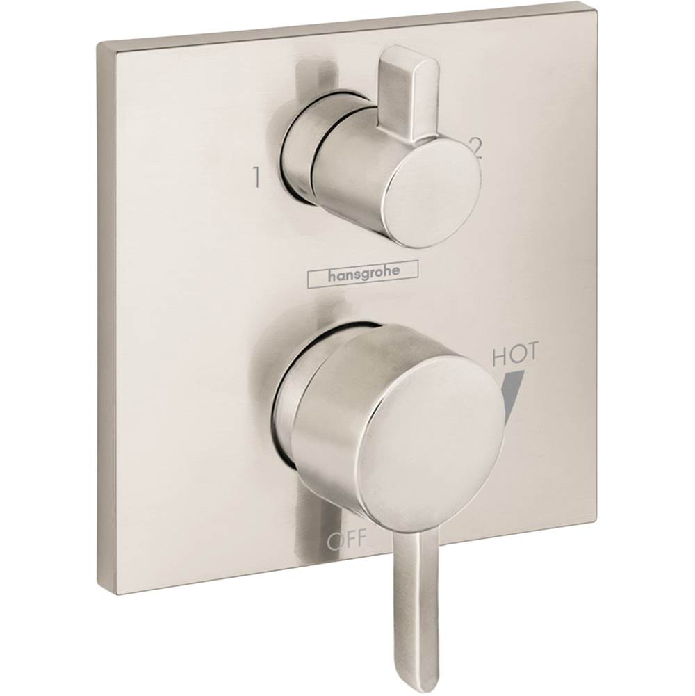Hansgrohe - Ecostat Pressure Balance Trim Square with Diverter in Brushed Nickel - Brushed Nickel
