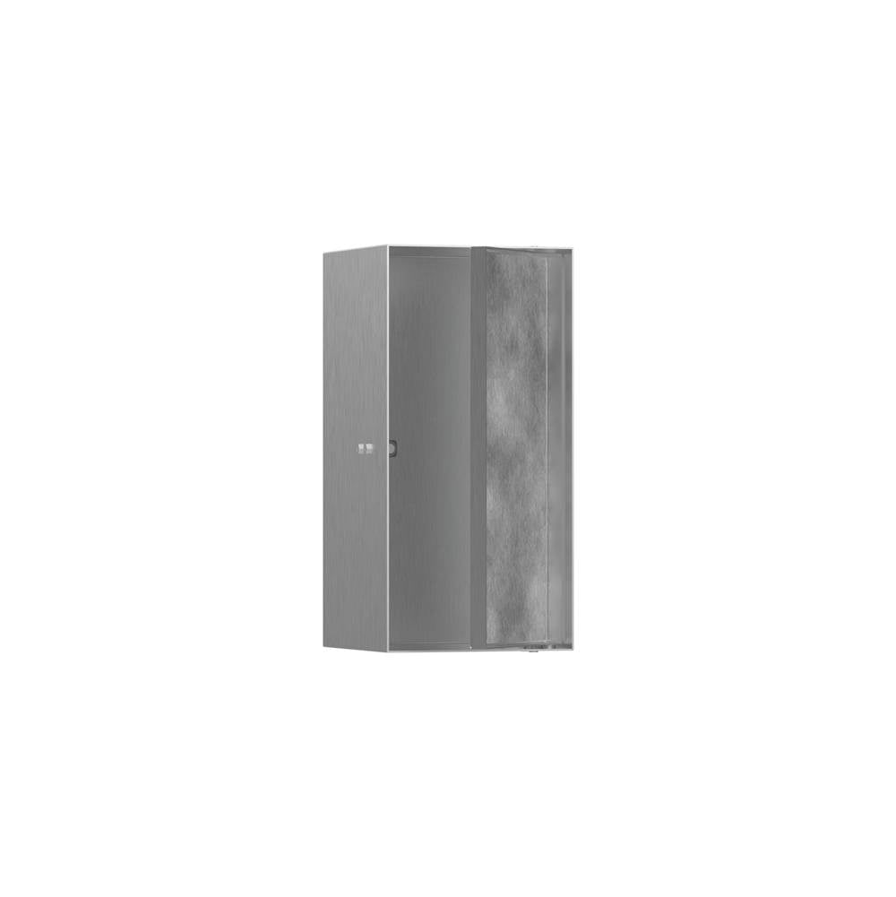 Hansgrohe - XtraStoris Rock Wall Niche with Tileable Door 12''x 6''x 5.5'' in Brushed Stainless Steel - Brushed Stainless Steel