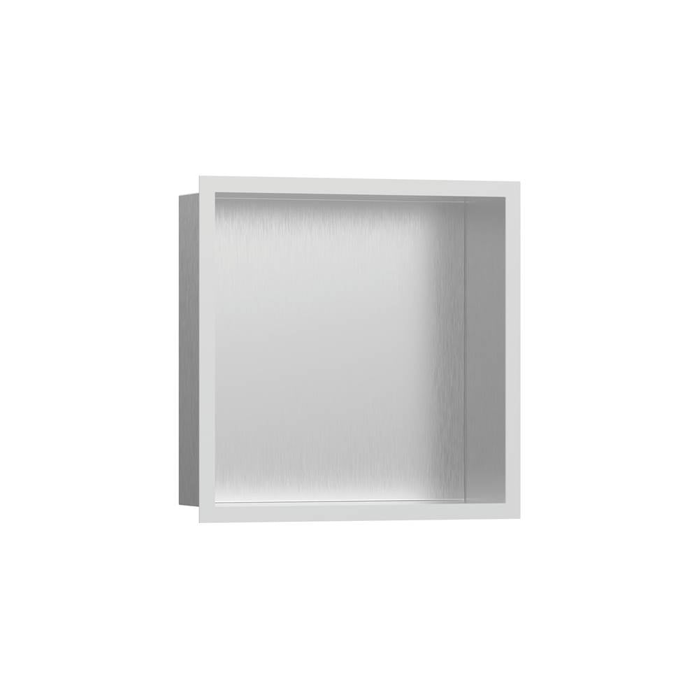 Hansgrohe - XtraStoris Individual Wall Niche Brushed Stainless Steel with Design Frame 12''x 12''x 4'' in Matte White - Matte White