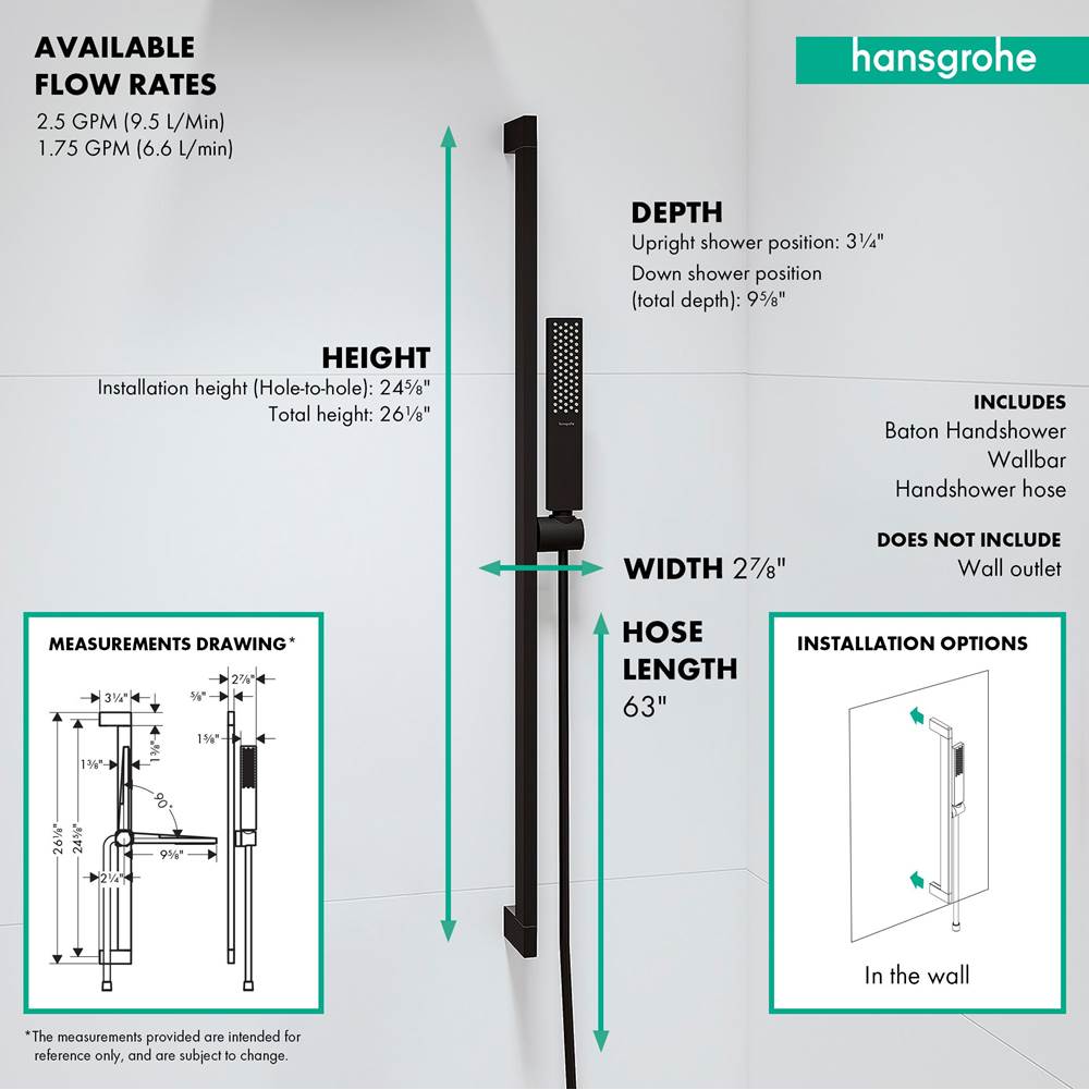 Pulsify E Wallbar Set 100 1-Jet 24'', 1.75 GPM in Chrome