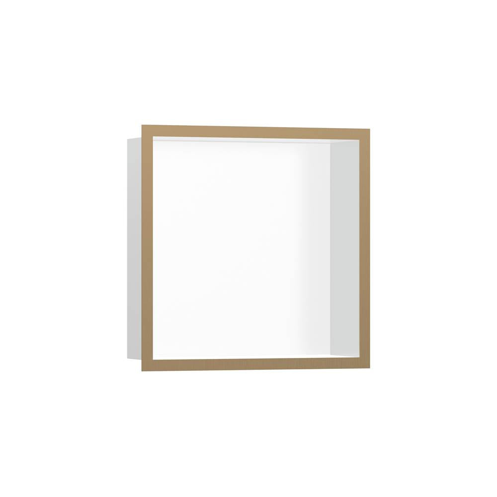 Hansgrohe - XtraStoris Individual Wall Niche Matte White with Design Frame 12''x 12''x 4'' in Brushed Bronze - Brushed Bronze