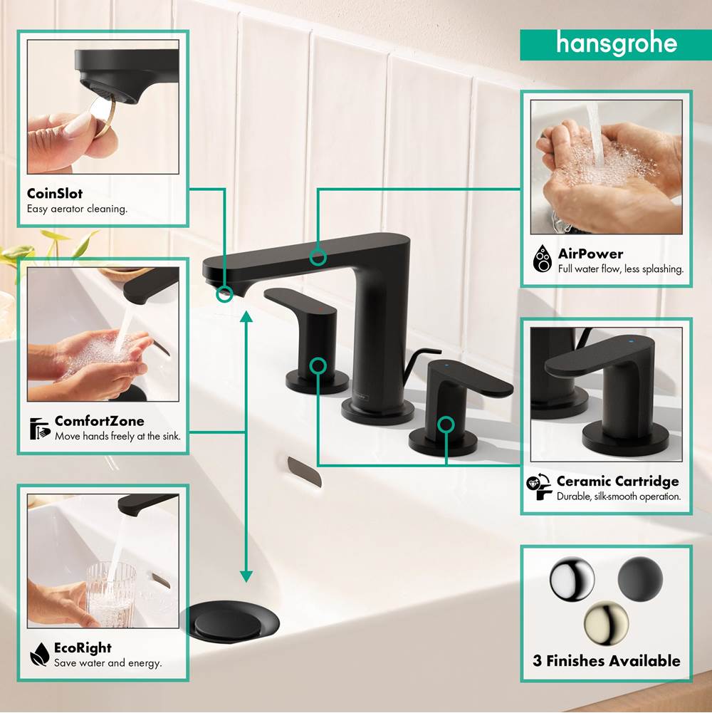 Rebris S Widespread Faucet 110 with Pop-Up Drain, 1.2 GPM in Chrome