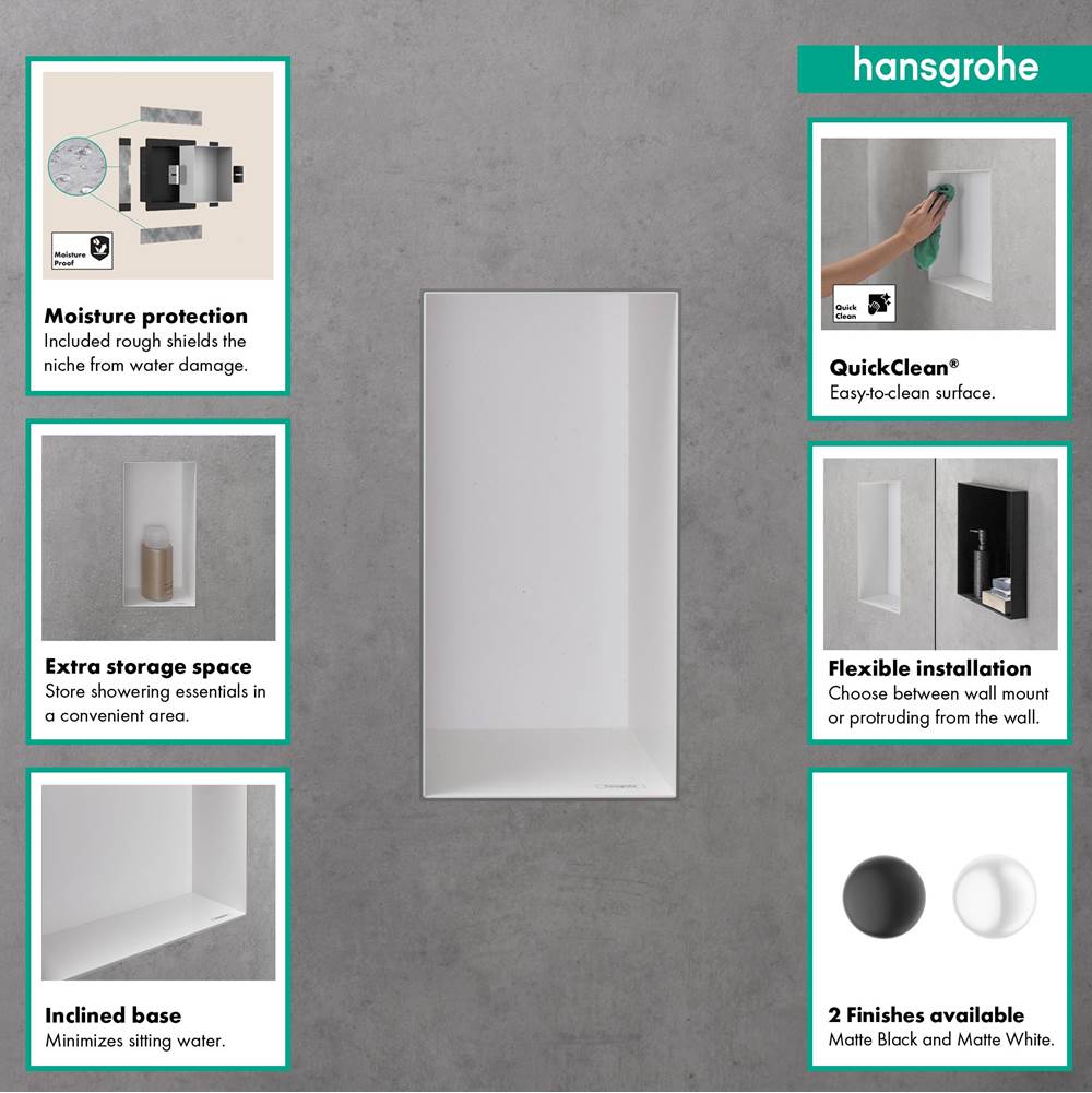XtraStoris Minimalistic Wall Niche Frameless 12''x 6''x 4'' in Matte Black