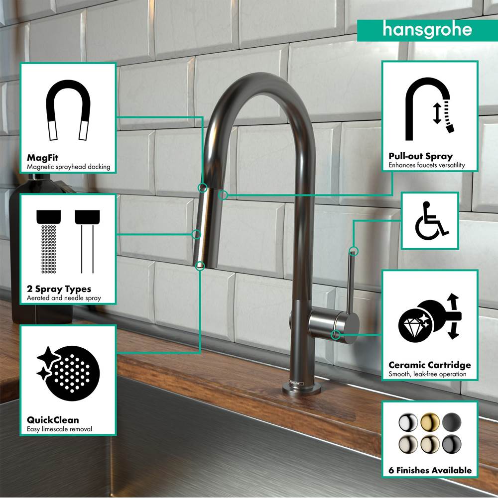 Talis N HighArc Kitchen Faucet, A-Style 2-Spray Pull-Down, 1.75 GPM in Chrome