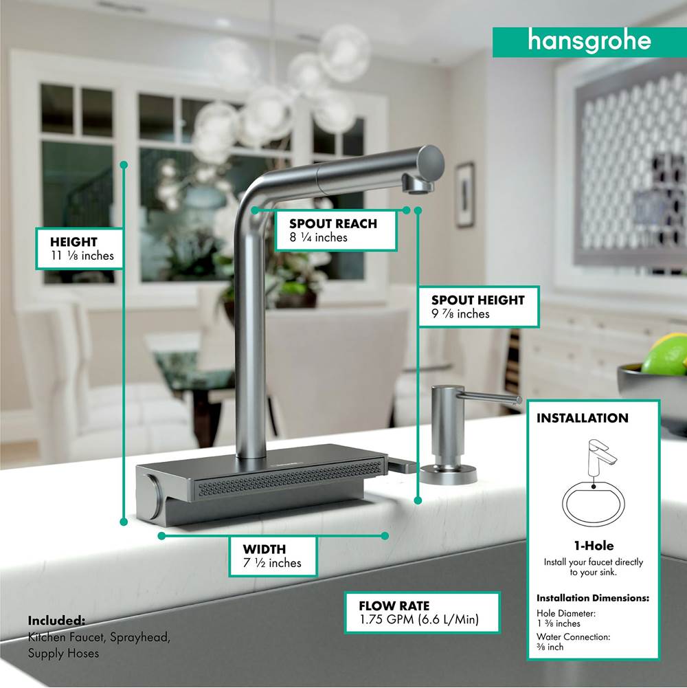 Aquno Select Kitchen Faucet, 2-Spray Pull-Out, 1.75 GPM in Chrome