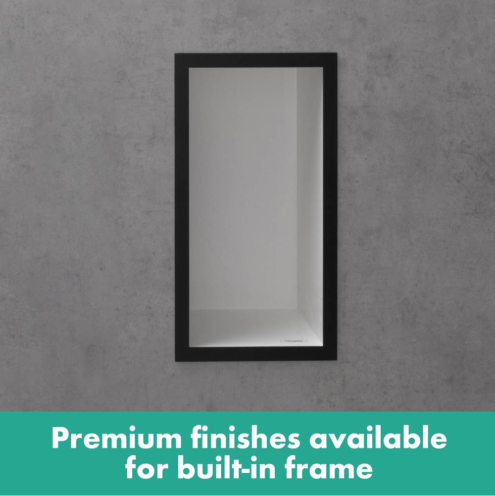 XtraStoris Individual Wall Niche Matte White with Design Frame 12''x 6''x 4'' in Brushed Bronze
