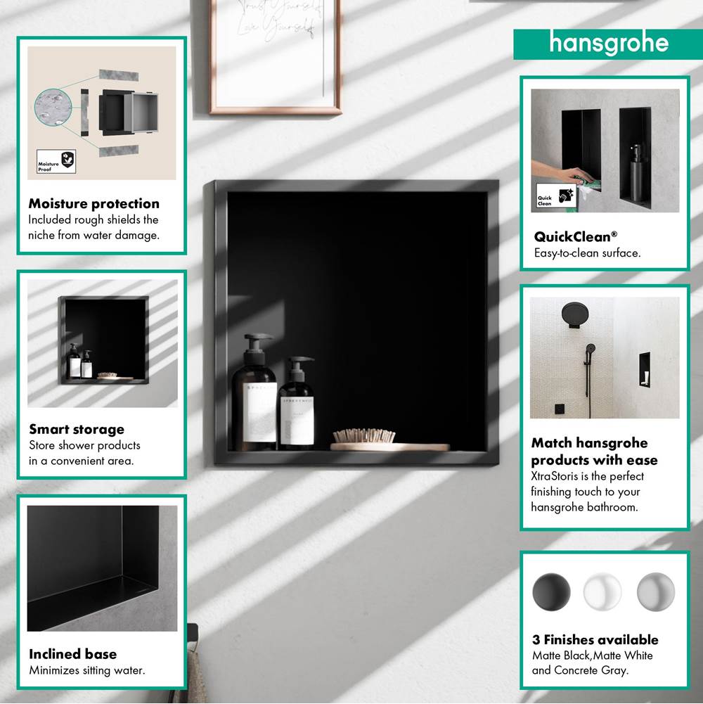 XtraStoris Original Wall Niche with Integrated Frame 12''x 12''x 4'' in Concrete Grey
