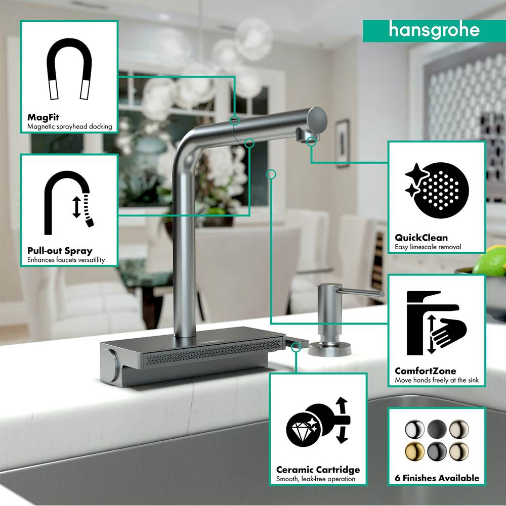 Aquno Select Kitchen Faucet, 2-Spray Pull-Out, 1.75 GPM in Chrome