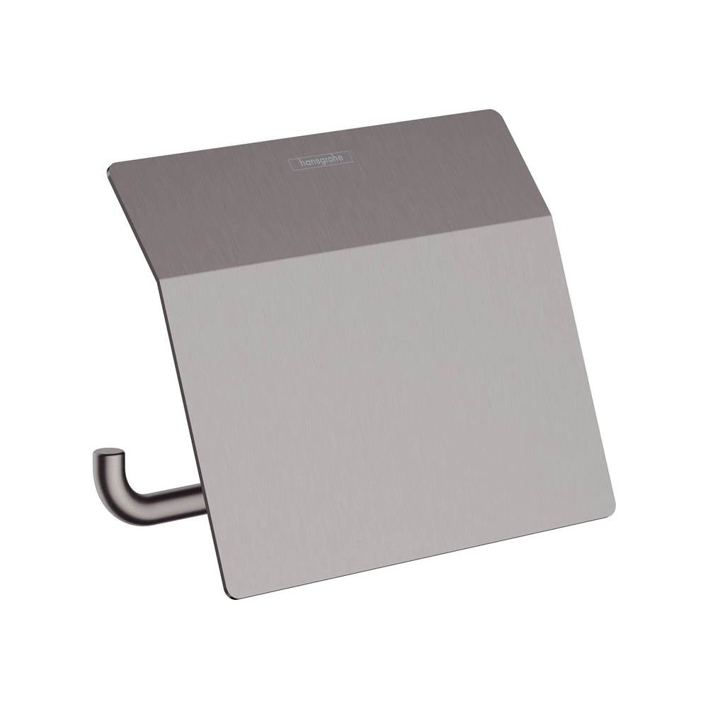 Hansgrohe - AddStoris Toilet Paper Holder with Cover in Brushed Black Chrome - Brushed Black Chrome